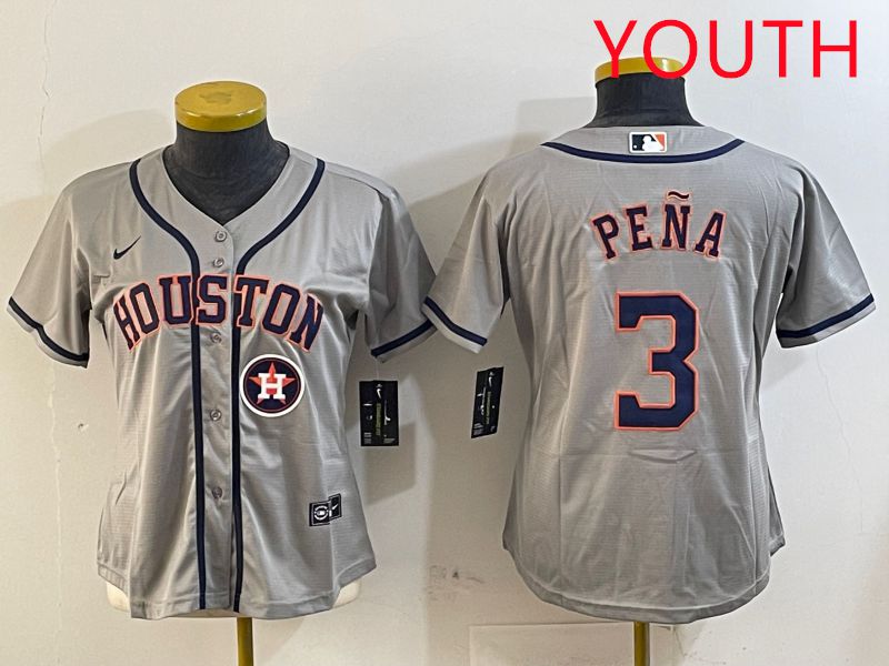 Youth Houston Astros #3 Pena Grey Game 2025 Nike MLB Jersey style 5